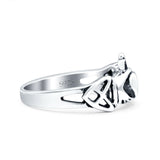 Claddagh Ring Oxidized Band Solid 925 Sterling Silver Thumb Ring (8mm)