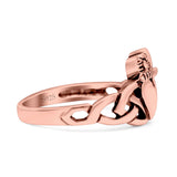 Celtic Knot Heart Oxidized Band Solid 925 Sterling Silver Thumb Ring (11mm)