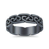 Celtic Oxidized Band Solid 925 Sterling Silver Thumb Ring (5mm)