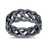 Celtic Crisscross Infinity Oxidized Band Solid 925 Sterling Silver Thumb Ring (9mm)