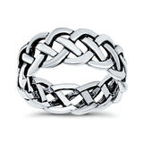 Celtic Crisscross Infinity Oxidized Band Solid 925 Sterling Silver Thumb Ring (9mm)