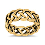 Celtic Crisscross Infinity Oxidized Band Solid 925 Sterling Silver Thumb Ring (9mm)