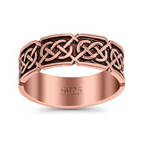 Celtic Oxidized Band Solid 925 Sterling Silver Thumb Ring (7mm)