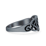 Celtic Heart Ring Oxidized Band Solid 925 Sterling Silver Thumb Ring (9mm)