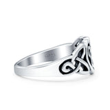Celtic Heart Ring Oxidized Band Solid 925 Sterling Silver Thumb Ring (9mm)