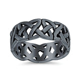 Celtic Oxidized Band Solid 925 Sterling Silver Thumb Ring (7mm)