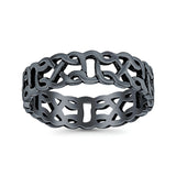 Celtic Ring Oxidized Band Solid 925 Sterling Silver Thumb Ring (6mm)