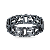 Celtic Ring Oxidized Band Solid 925 Sterling Silver Thumb Ring (6mm)