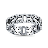 Celtic Ring Oxidized Band Solid 925 Sterling Silver Thumb Ring (6mm)