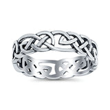 Celtic Ring Oxidized Band Solid 925 Sterling Silver Thumb Ring (5mm)
