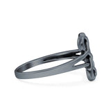 Heart Knot Weave Celtic Ring Oxidized Band Solid 925 Sterling Silver Thumb Ring (11mm)