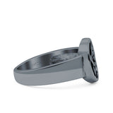 Star Oxidized Band Solid 925 Sterling Silver Thumb Ring (10mm)