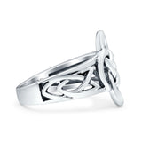 Celtic Ring Oxidized Band Solid 925 Sterling Silver Thumb Ring (10mm)