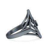 Heart Ring Oxidized CZ Band Solid 925 Sterling Silver Thumb Ring (19mm)