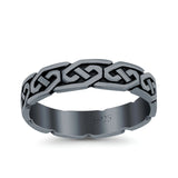 Celtic Oxidized Band Solid 925 Sterling Silver Thumb Ring (5mm)