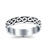 Celtic Oxidized Band Solid 925 Sterling Silver Thumb Ring (5mm)
