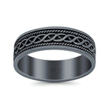 Braided Oxidized Band Solid 925 Sterling Silver Thumb Ring (6mm)