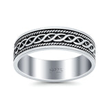 Braided Oxidized Band Solid 925 Sterling Silver Thumb Ring (6mm)