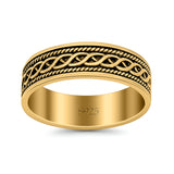 Braided Oxidized Band Solid 925 Sterling Silver Thumb Ring (6mm)