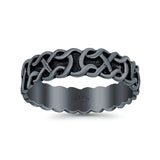 Celtic Oxidized Band Solid 925 Sterling Silver Thumb Ring (6mm)
