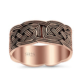 Celtic Ring Oxidized Band Solid 925 Sterling Silver Thumb Ring (9mm)