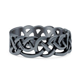 Celtic Oxidized Band Solid 925 Sterling Silver Thumb Ring (7mm)