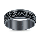 Spinner Oxidized Band Solid 925 Sterling Silver Thumb Ring (7mm)