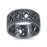 Weave Celtic Oxidized Band Solid 925 Sterling Silver Thumb Ring (10mm)