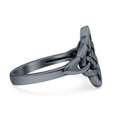 Celtic Ring Oxidized Band Solid 925 Sterling Silver Thumb Ring (14mm)
