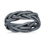 Celtic Oxidized Band Solid 925 Sterling Silver Thumb Ring (6mm)