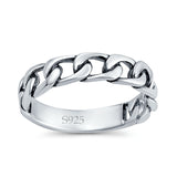 Chain Link Oxidized Band Solid 925 Sterling Silver Thumb Ring (4mm)