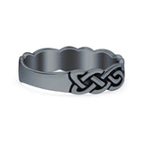 Celtic Oxidized Band Solid 925 Sterling Silver Thumb Ring (5mm)