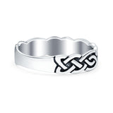 Celtic Oxidized Band Solid 925 Sterling Silver Thumb Ring (5mm)