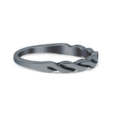 Braid Oxidized Band Solid 925 Sterling Silver Thumb Ring (2mm)