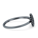Sunflower Ring Band Band 925 Sterling Silver Oxidized Plain Ring  9mm