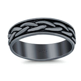 Braid Ring Oxidized Band Solid 925 Sterling Silver Thumb Ring (5mm)