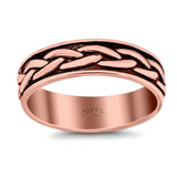 Braid Ring Oxidized Band Solid 925 Sterling Silver Thumb Ring (5mm)