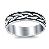 Braid Ring Oxidized Band Solid 925 Sterling Silver Thumb Ring (5mm)
