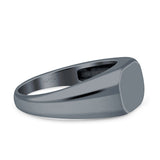 Classical Simple Signet Plain Band High Polished Solid 925 Sterling Silver Mens Ring (8mm)