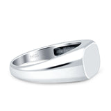 Classical Simple Signet Plain Band High Polished Solid 925 Sterling Silver Mens Ring (8mm)