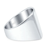 Signet Classical Simple Plain Band High Polished Solid 925 Sterling Silver Mens Ring (16mm)