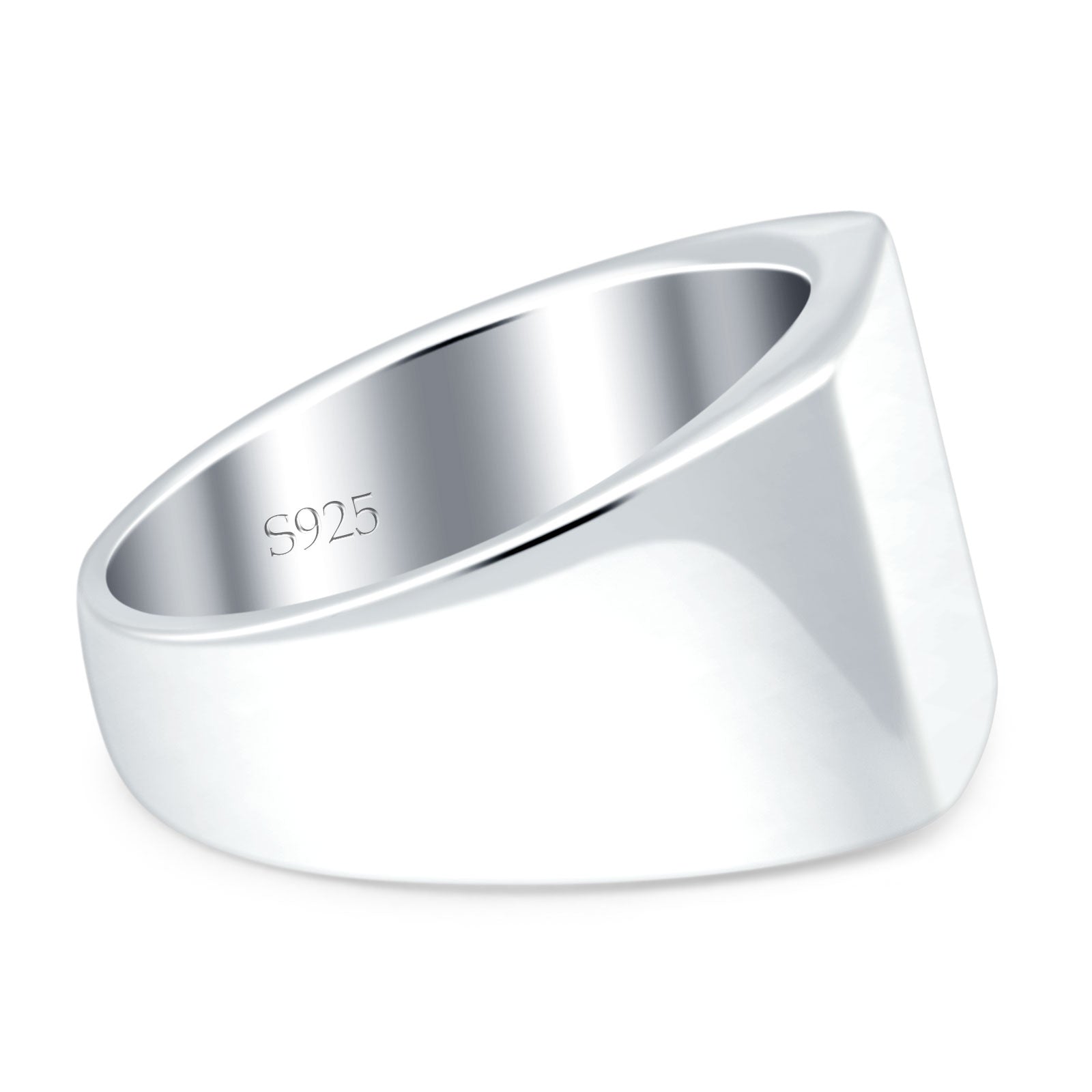 Signet Plain Band High Polished Solid 925 Sterling Silver Thumb Ring (14mm)