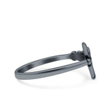 Caduceus Ring Oxidized Band Solid 925 Sterling Silver Thumb Ring (10mm)