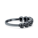 Skulls Ring Oxidized Band Solid 925 Sterling Silver Thumb Ring (5mm)