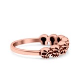 Skulls Ring Oxidized Band Solid 925 Sterling Silver Thumb Ring (5mm)