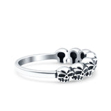 Skulls Ring Oxidized Band Solid 925 Sterling Silver Thumb Ring (5mm)