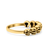 Skulls Ring Oxidized Band Solid 925 Sterling Silver Thumb Ring (5mm)