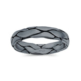 Snake Skin Band Oxidized Solid 925 Sterling Silver Thumb Ring (4.5mm)