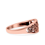 Vines Ring Oxidized Band Solid 925 Sterling Silver Thumb Ring (8mm)