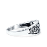 Vines Ring Oxidized Band Solid 925 Sterling Silver Thumb Ring (8mm)